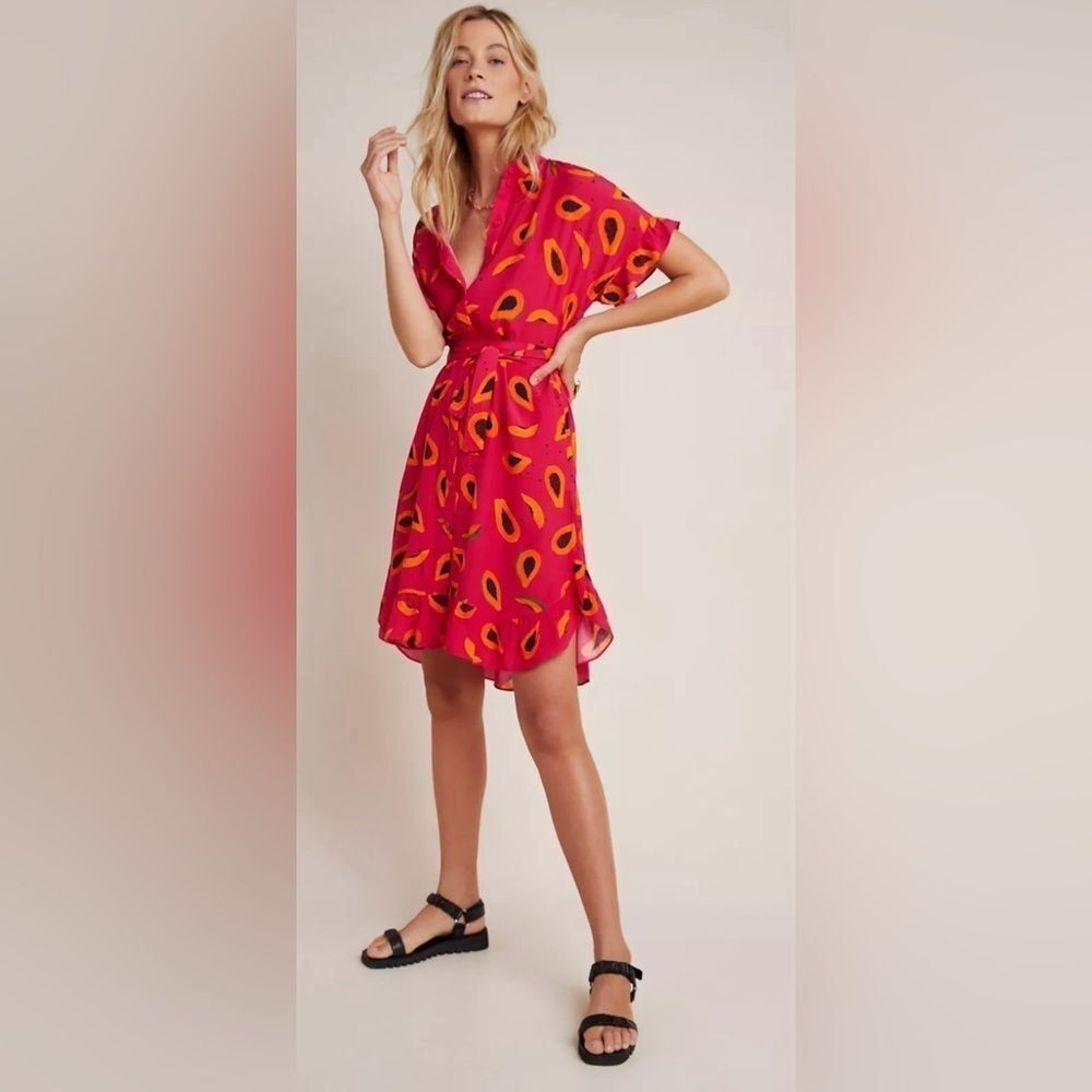 Anthropologie Corey Lynn Calter Papaya Shirtdress Size Small